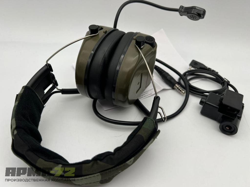 Стрелковые тактические активные наушники ARMY GREEN HQ292